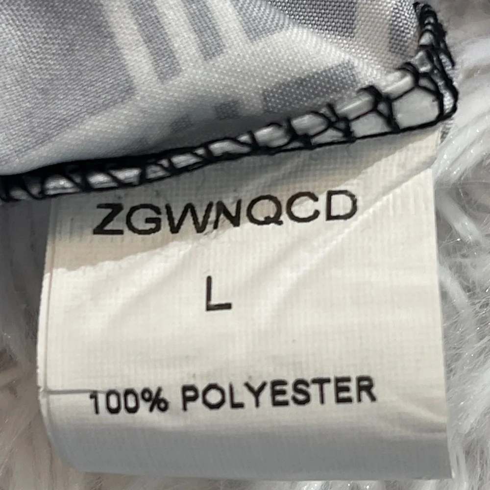 ZGWNQCD Men's Black and White Checkered Pants SIZE L  PULL ON ELASTIC WAISTBAND